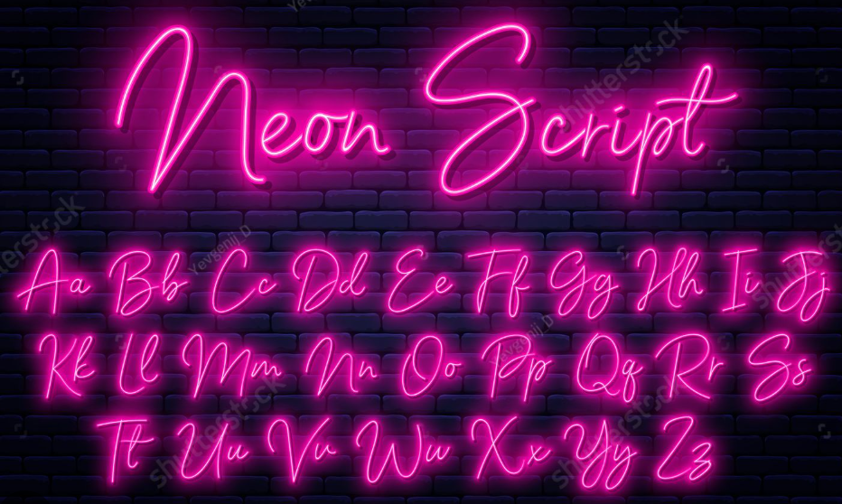 Common kinds of handwriting effects: Neon glow