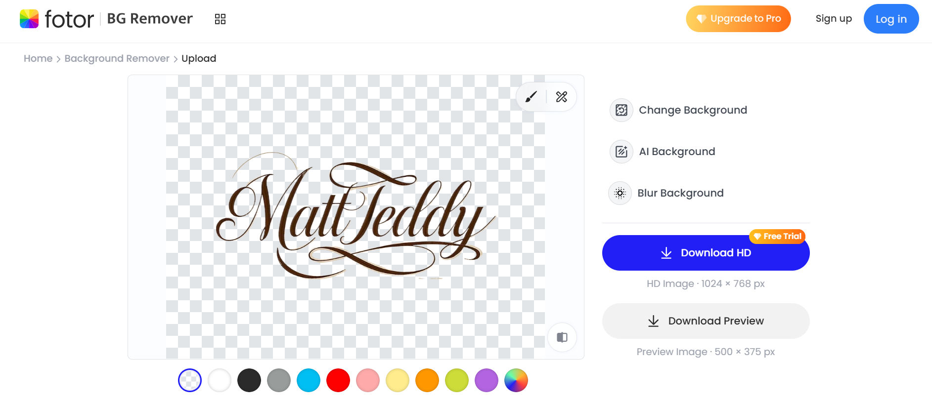 Criar assinatura transparente online com Fotor