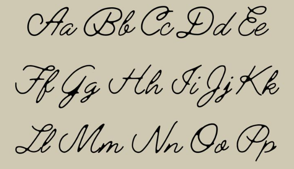 Common types of handwritten text: Cursive writing