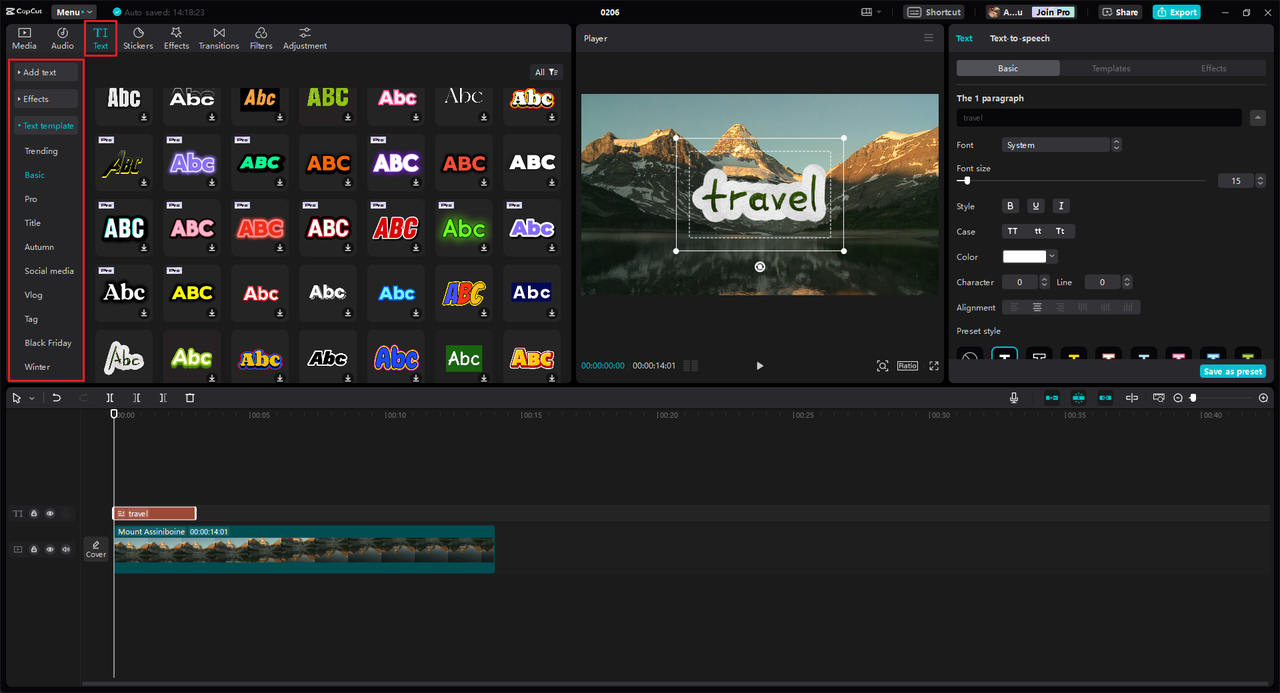 Typing in the text in the text box