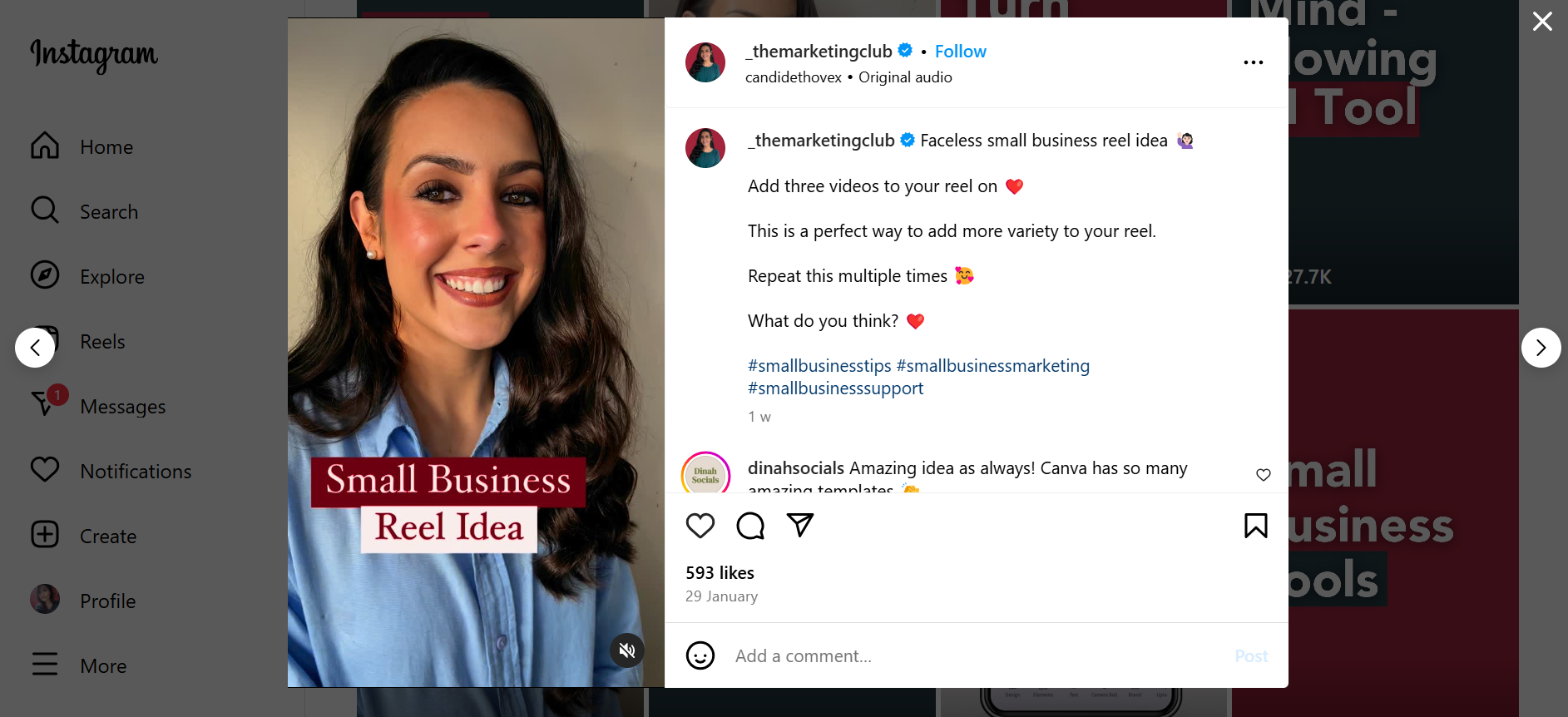 Przedsiębiorczość i marketing Reels