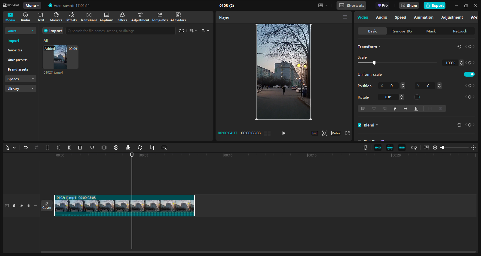 Interface of CapCut desktop video editor