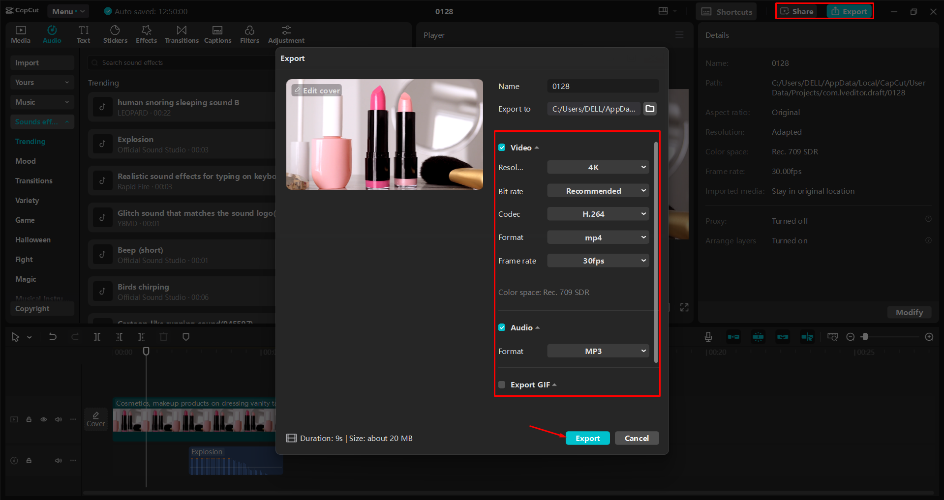 從CapCut桌面視訊編輯器匯出視訊