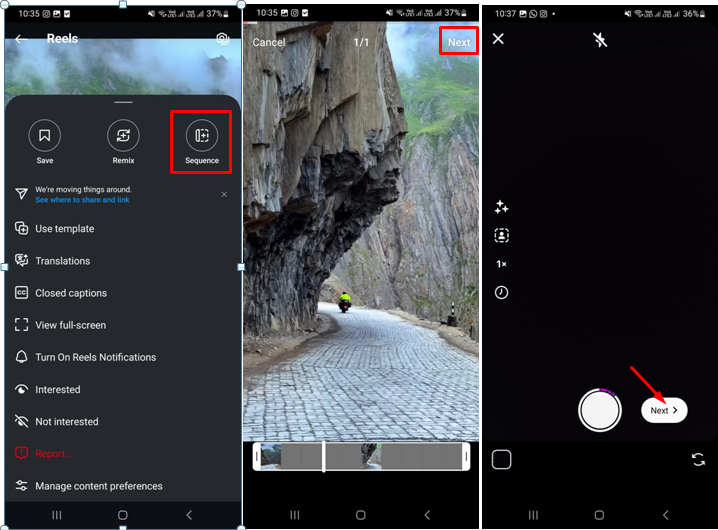 Merging videos into already published reels on Instagram