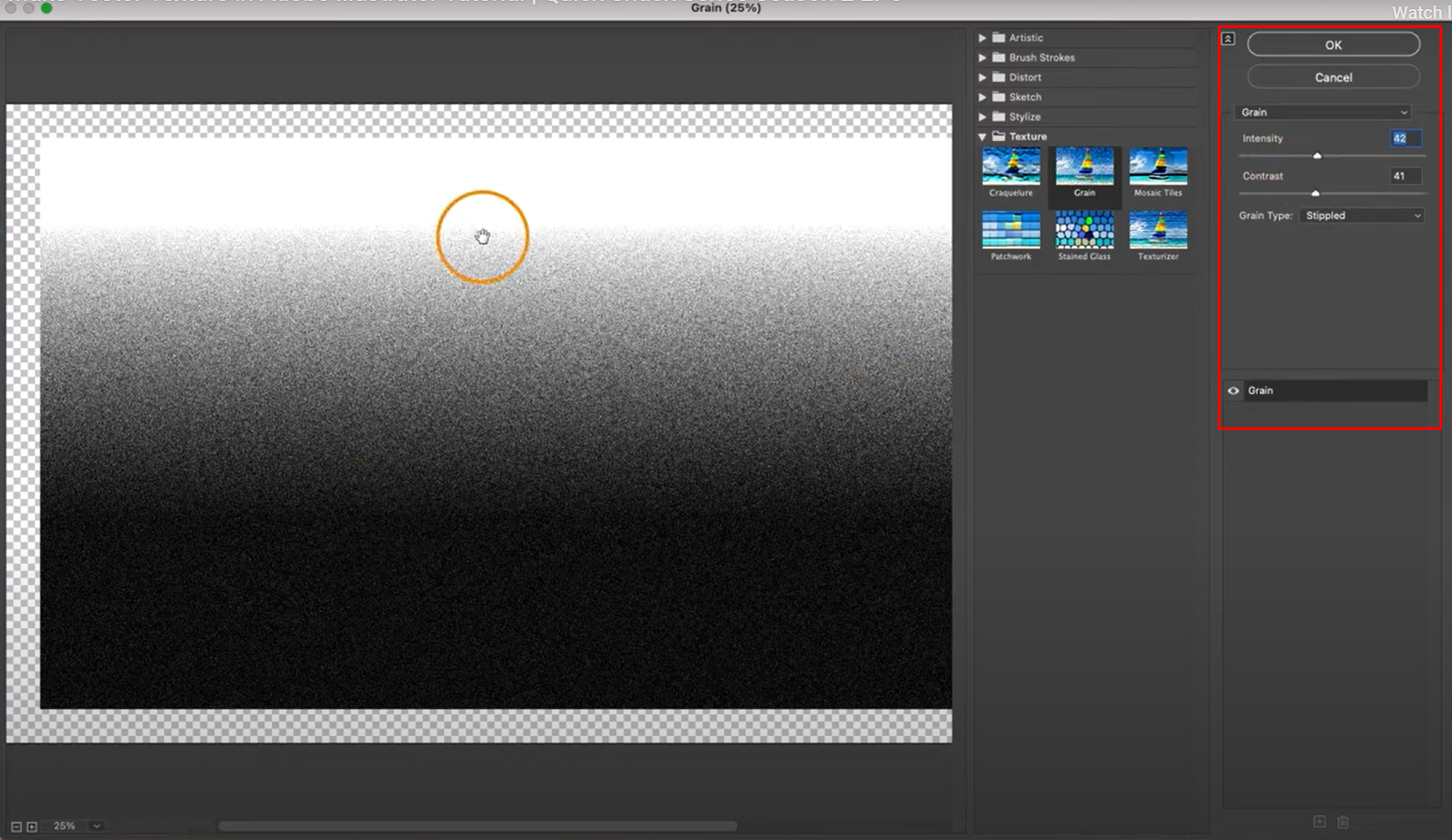 Utilisation de l'effet de grain dans Adobe Illustrator