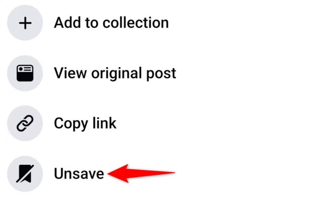 Watch or unsave Facebook Reels