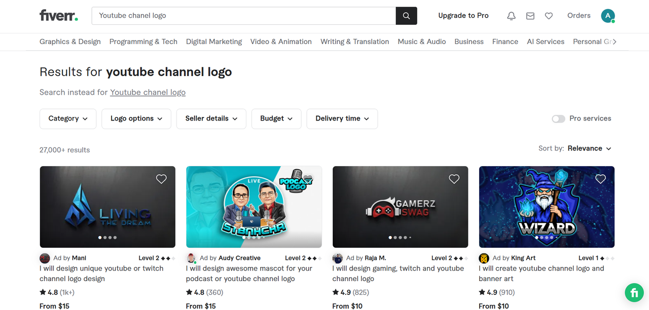 Various designers available on Fiverr