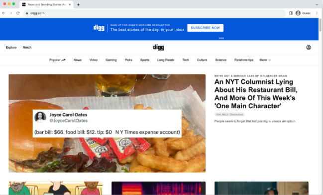Interfaz de Dig - un lugar fácil de usar para promocionar videos de YouTube