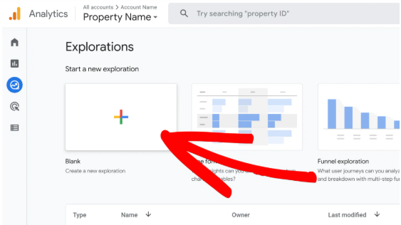 Creating a blank custom report in Google Analytics