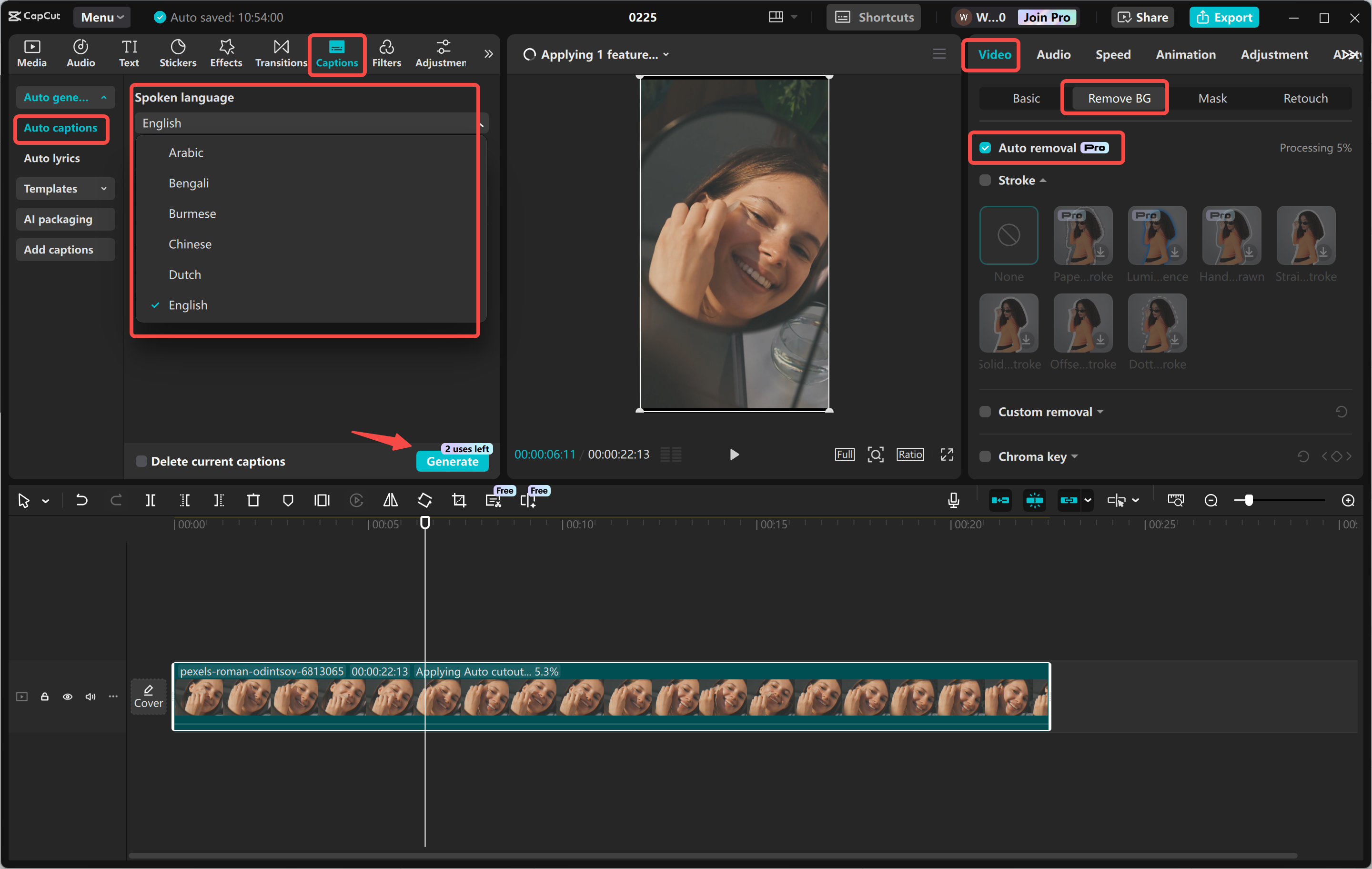 Editing Instagram product reel in the CapCut desktop video editor