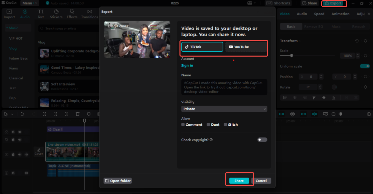 Mengekspor dan membagikan video di YouTube