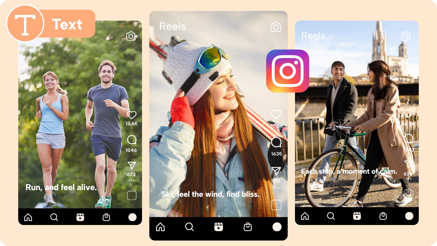 how to add text in reels