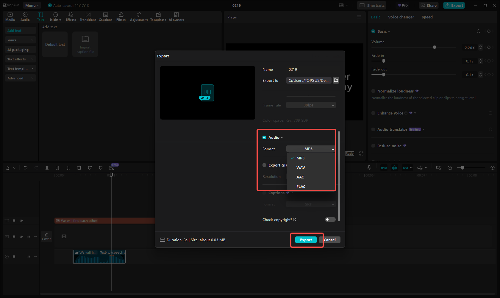 Exportar áudio Genshin