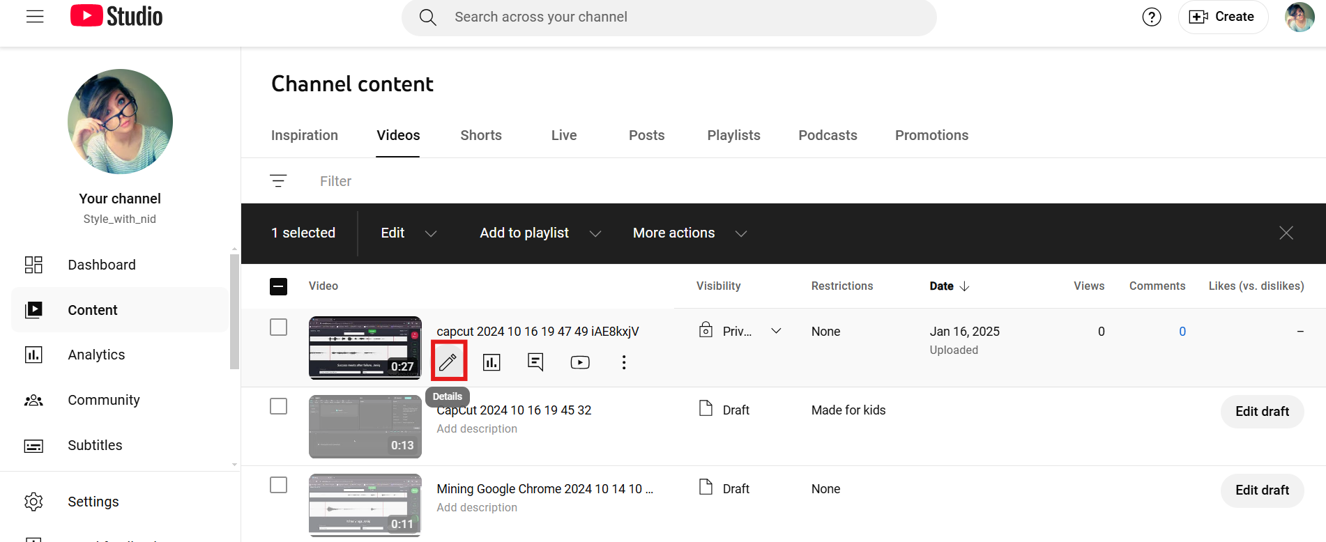 YouTube 'u son ekranda açmak için kalem aracını seçin