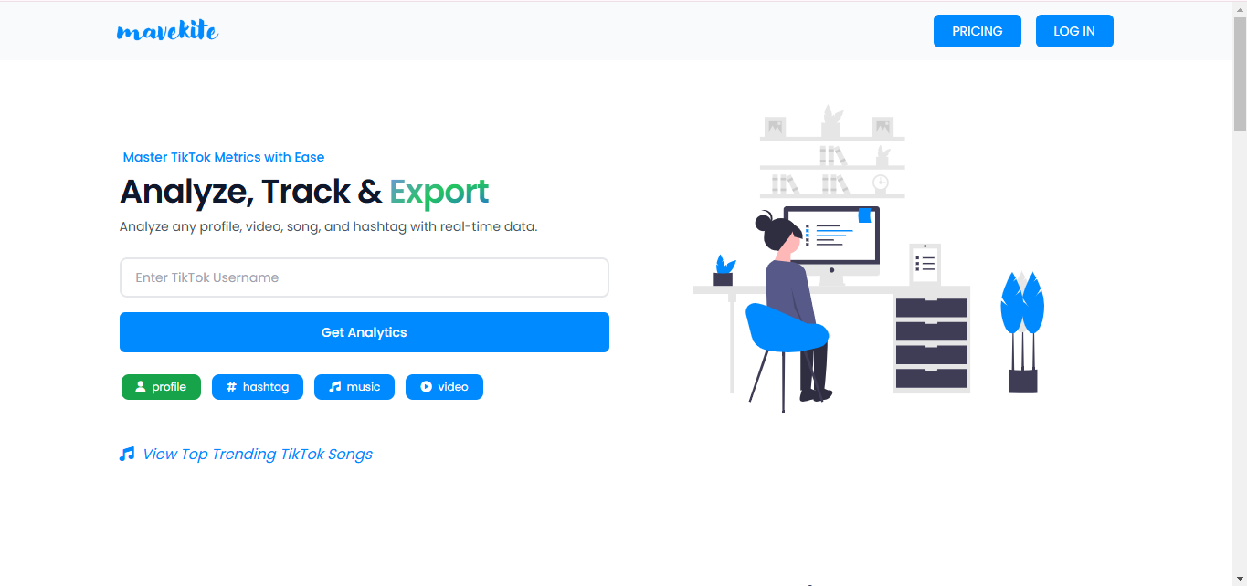 Interface of MaveKite - the versatile TikTok profile analyzer