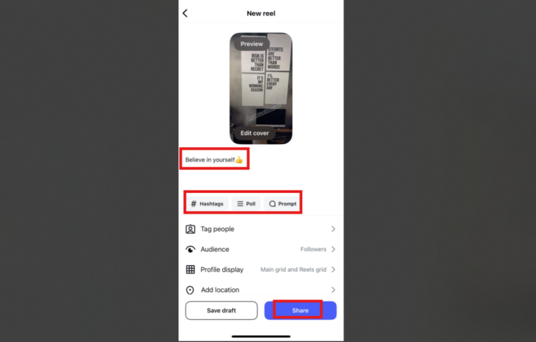 Podziel się motywacyjnym Reel