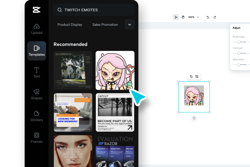 Choose a template or start a new project