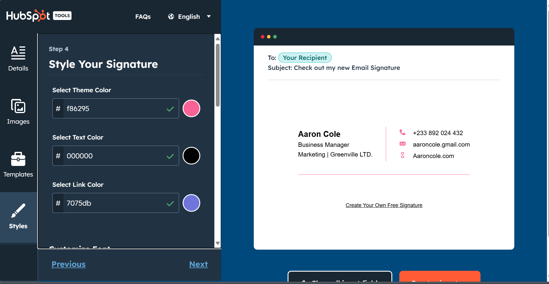 Passen Sie Ihre kostenlose HubSpot-E-Mail-Signatur an