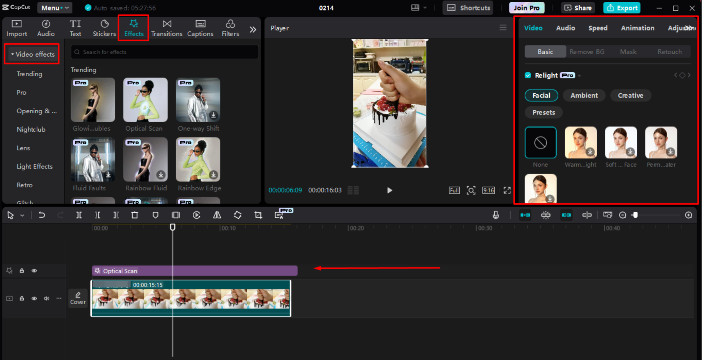 Editing and enhancing the reel in the CapCut desktop video editor