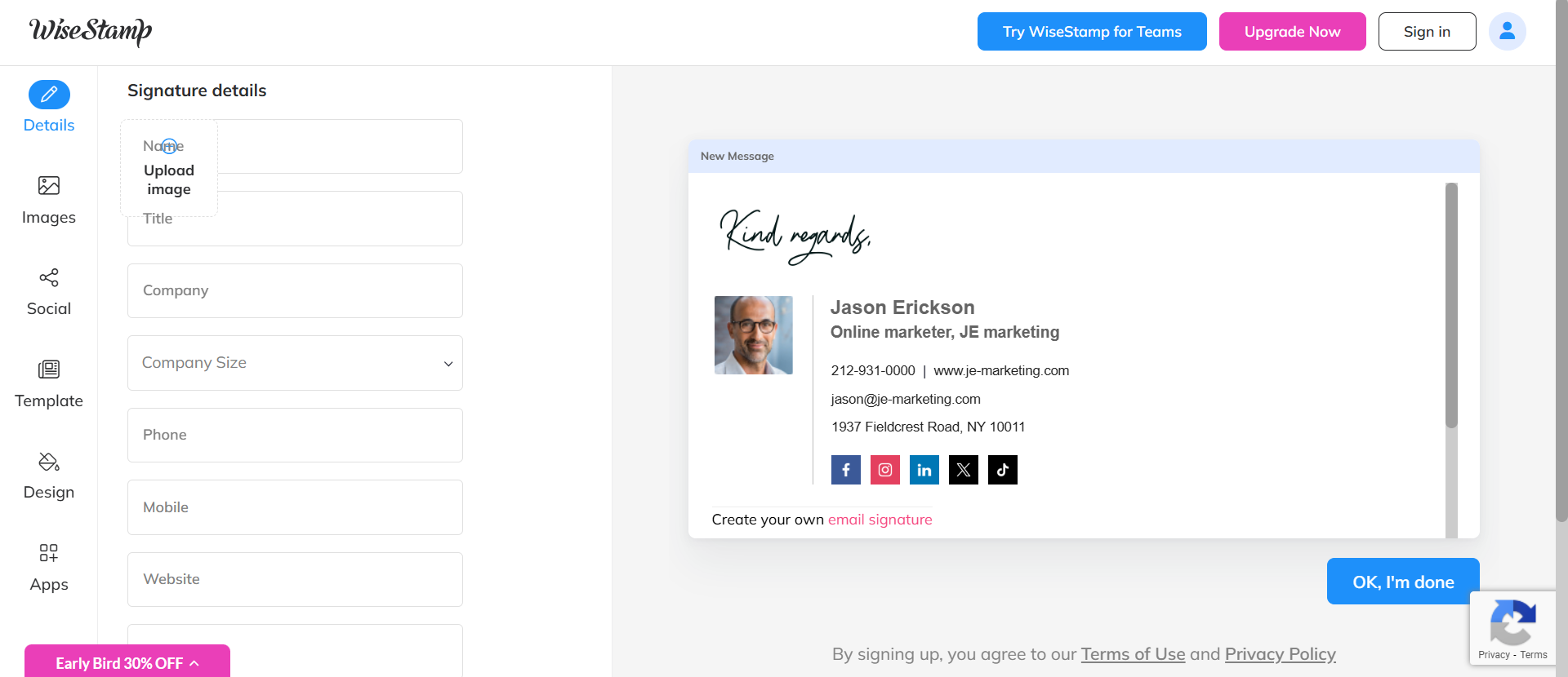 WiseStamp trình tạo chữ ký miễn phí tốt nhất