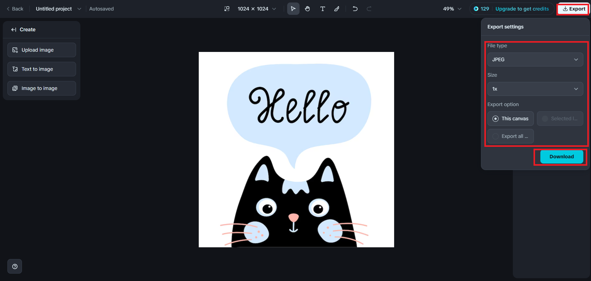 Export and download option