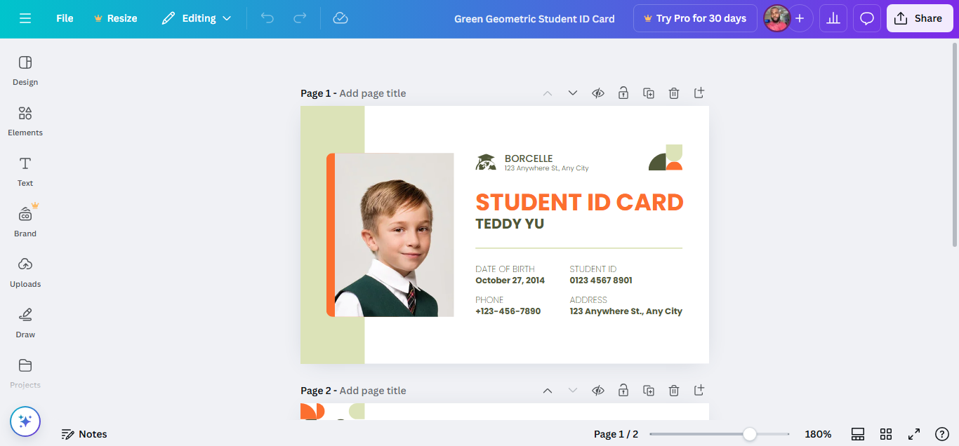 student identity card maker with templates