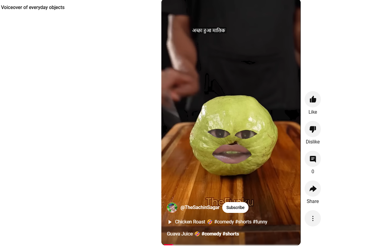 Funny voiceovers on everyday objects YouTube shorts