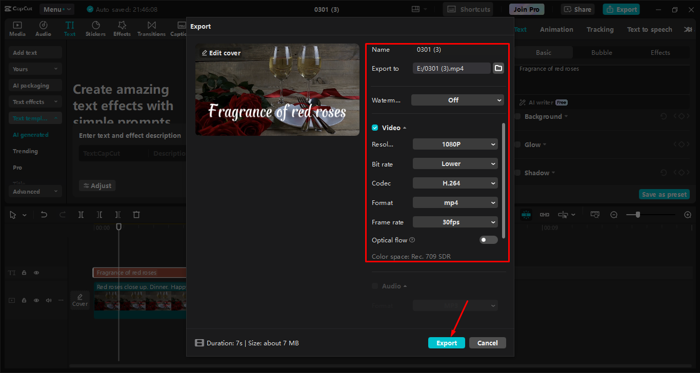 Eksportowanie wideo z CapCut komputerowego edytora wideo