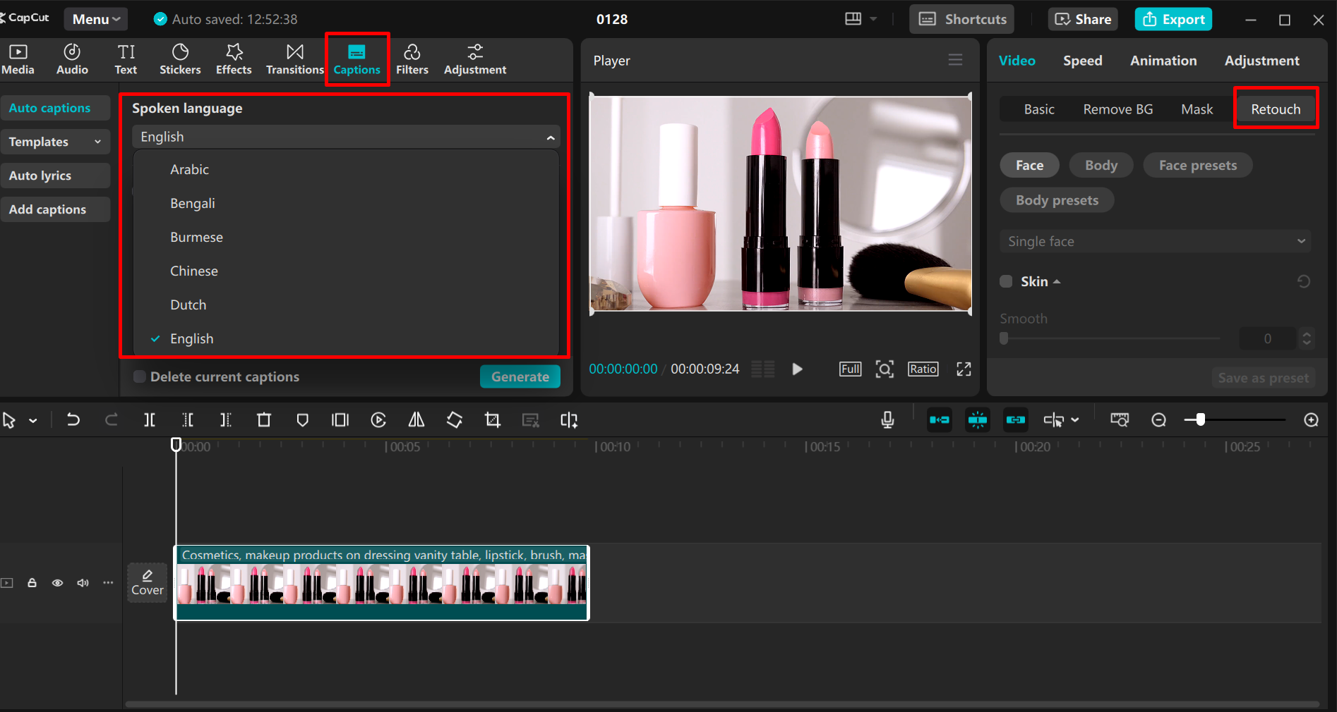 Mengedit dan menyempurnakan video di CapCut editor video desktop