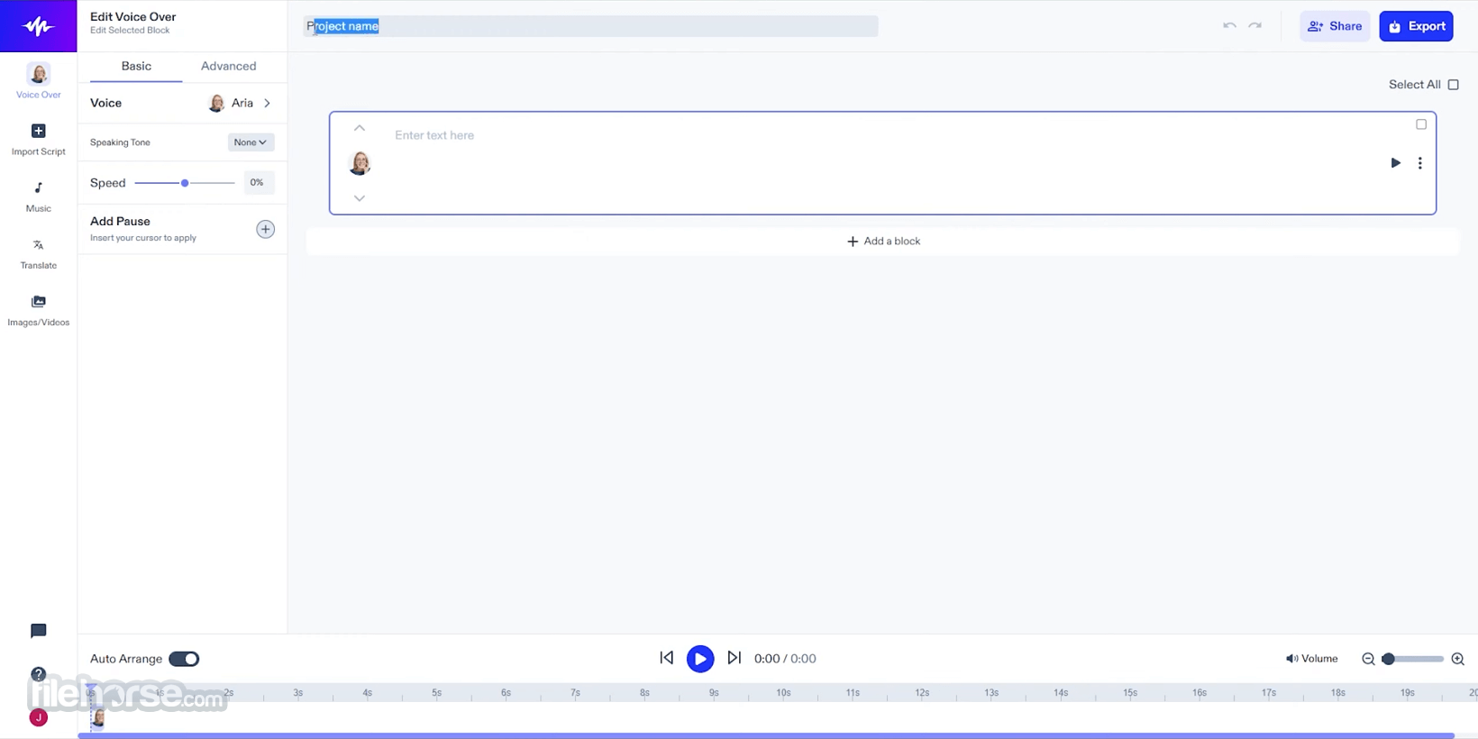 Interface of Speechify - the most liked British AI voice generator