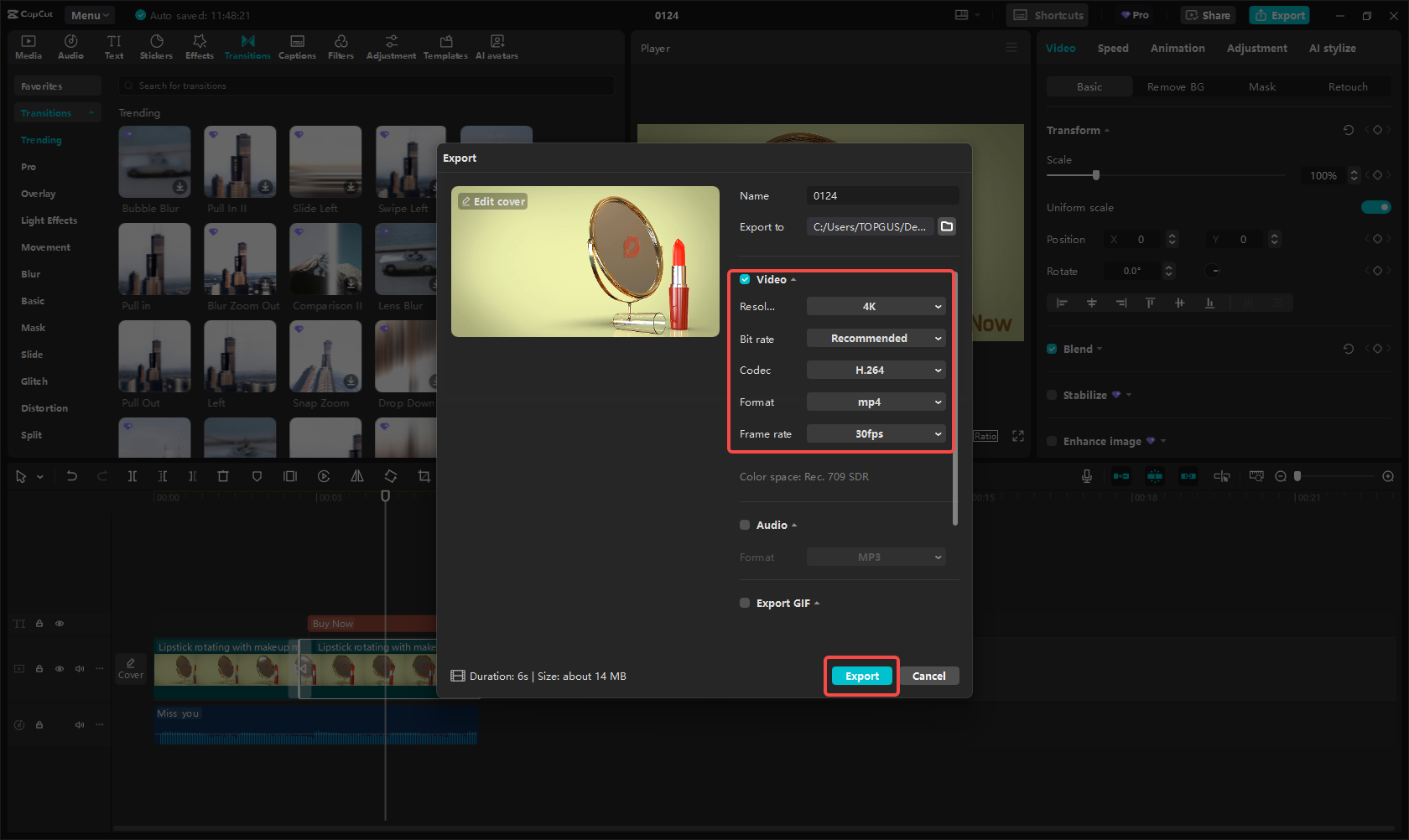 Esportare il video in CapCut