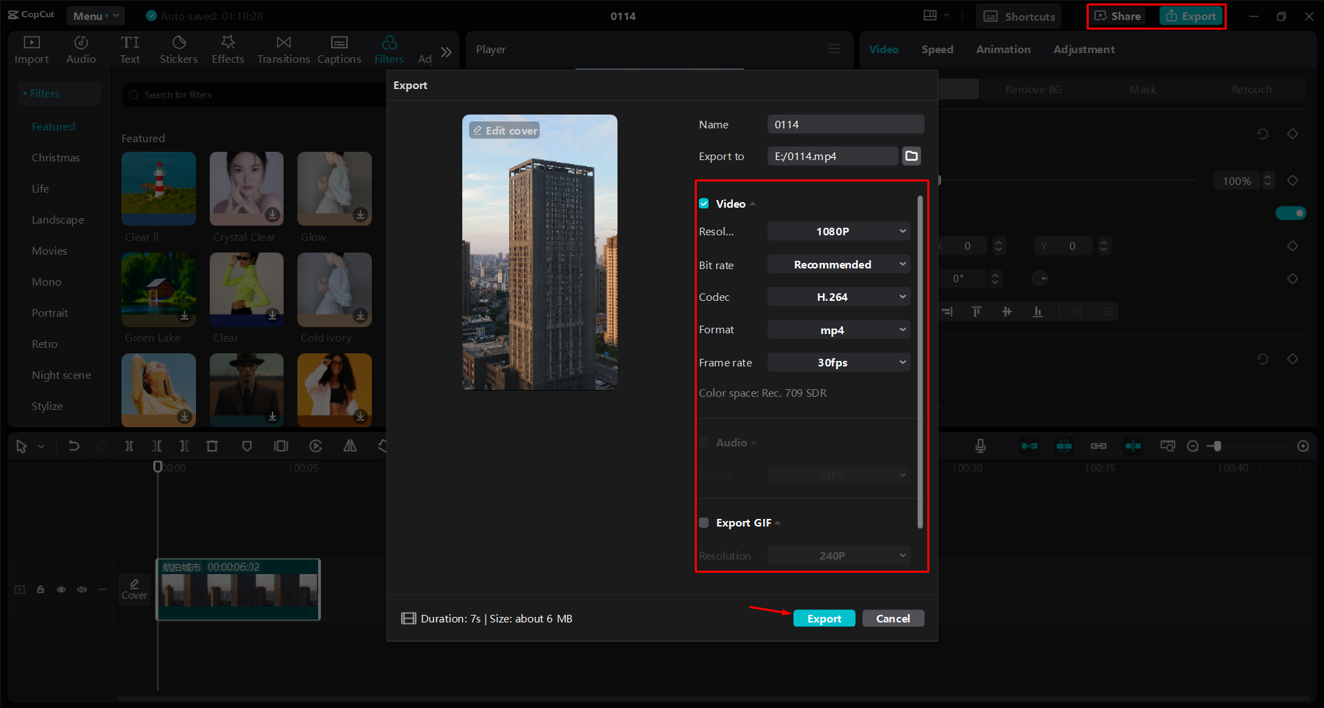 Exporting a video from the CapCut desktop video editor