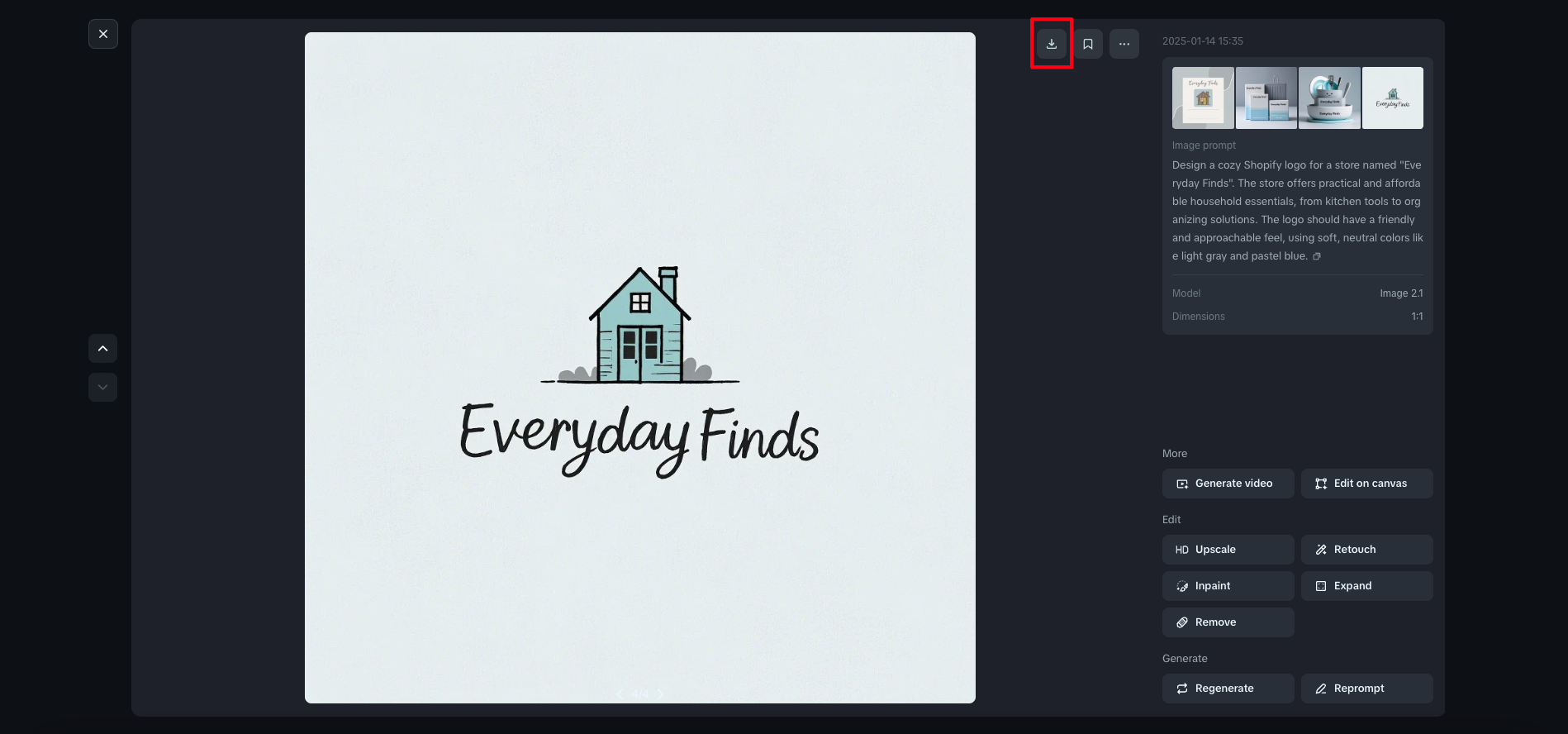 Dreamina에서 로고 다운로드