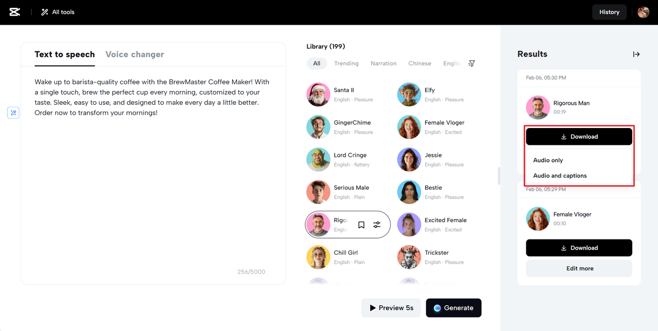 High-quality audio output