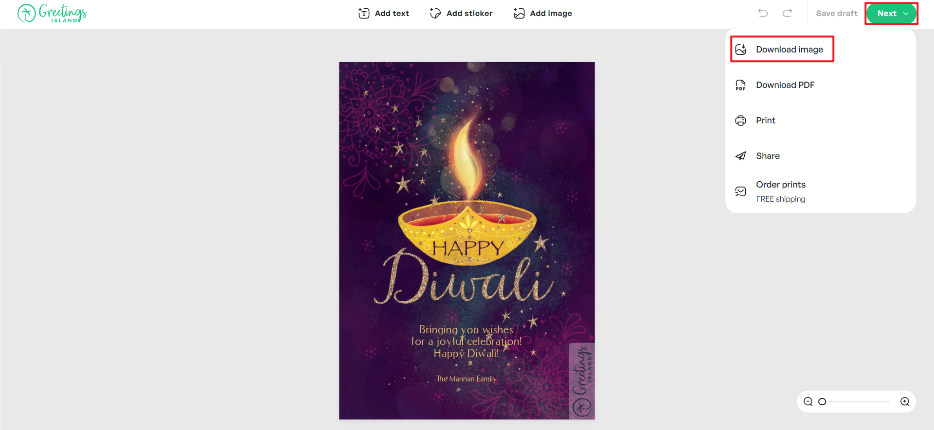 disegno di carte Diwali felice