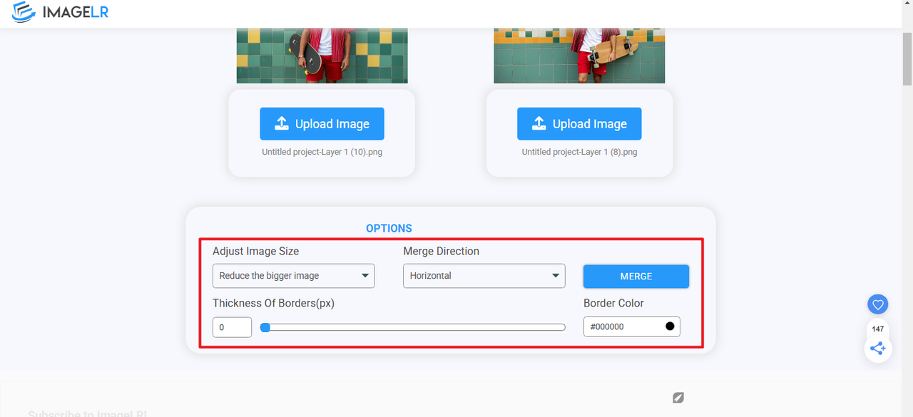 เพิ่ม 2 ภาพด้วยกันออนไลน์