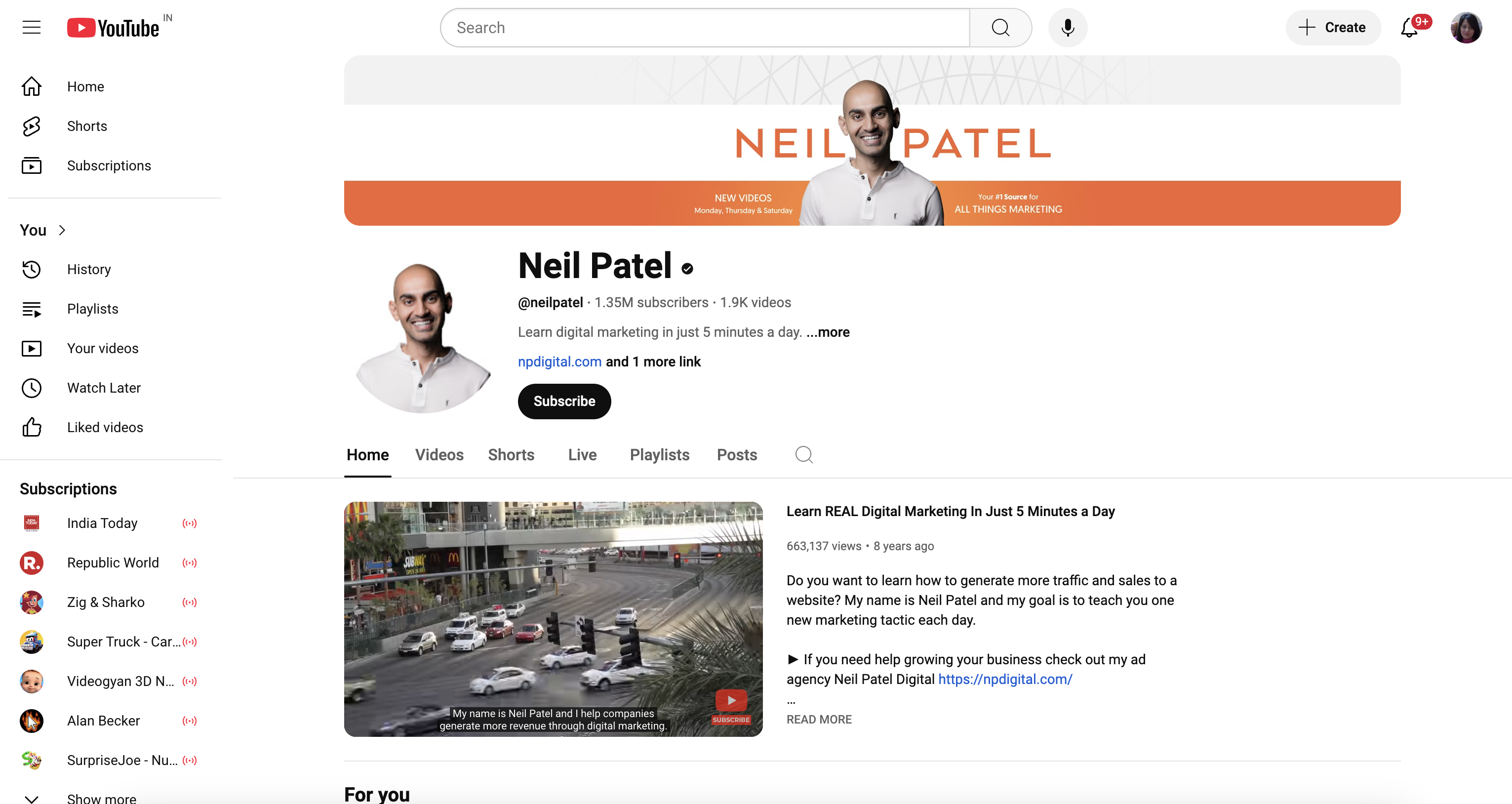 Neil Patel-best marketing videos on YouTube