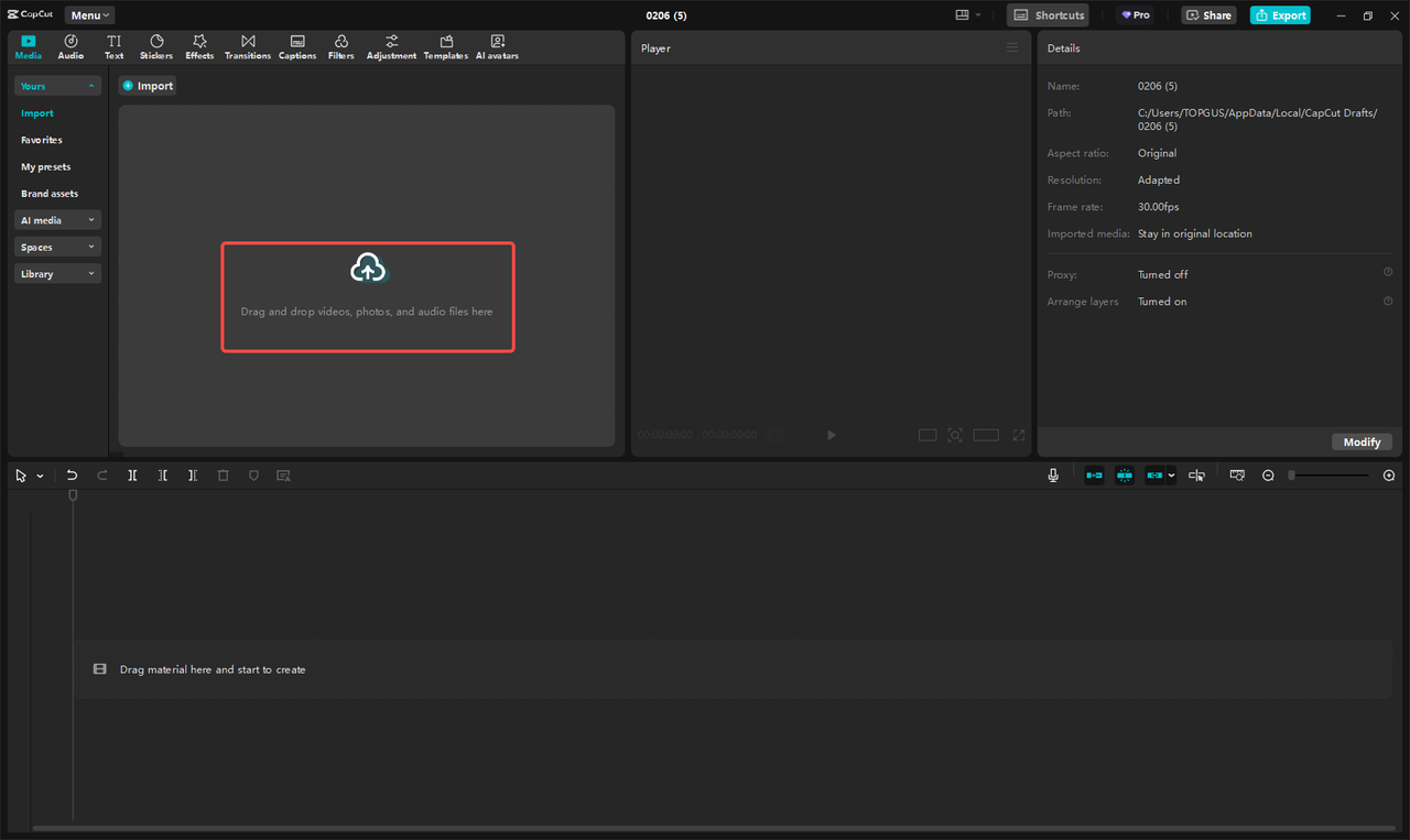 Importera dina klipp
