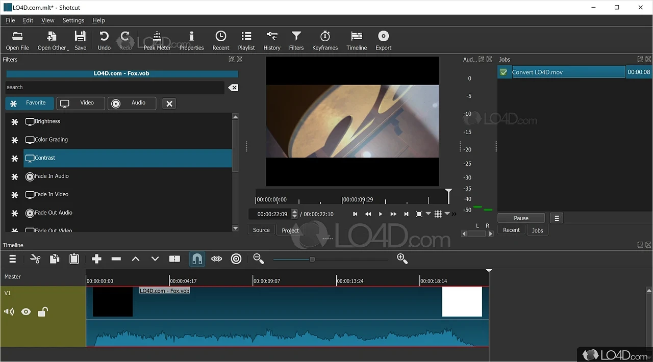 The interface of Shotcut - an excellent reel editing software for PC