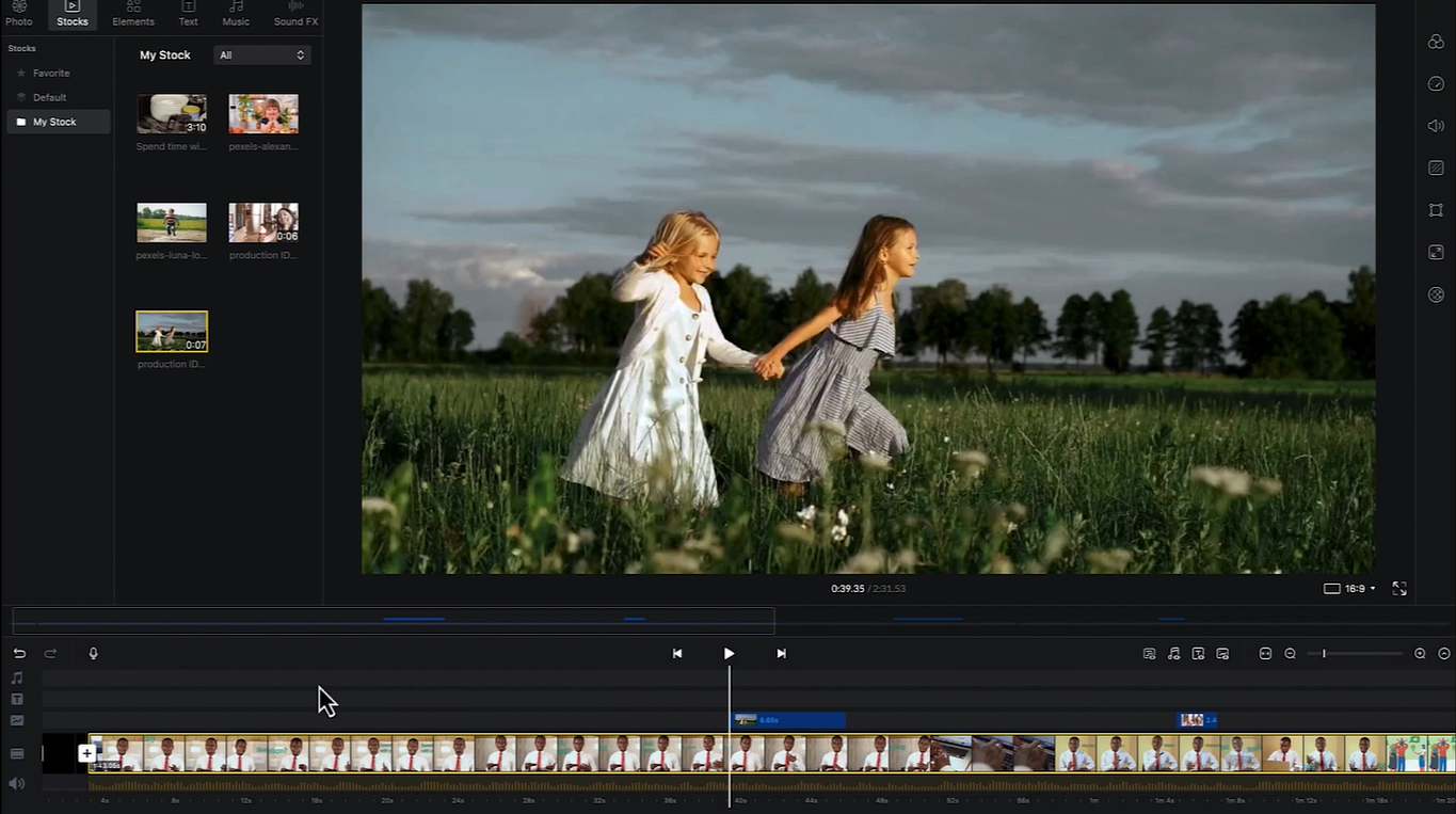 The interface of VN Video Editor - a reliable reels editor for PC