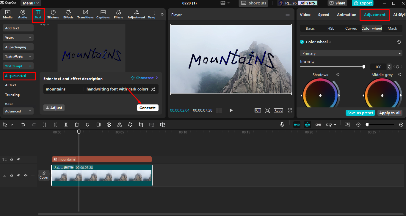 Adding and Customizing the text in the CaCut desktop video editor