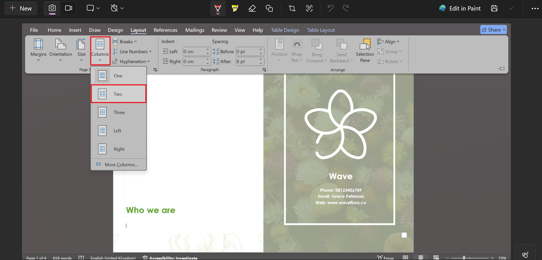 how to make a brochure using word