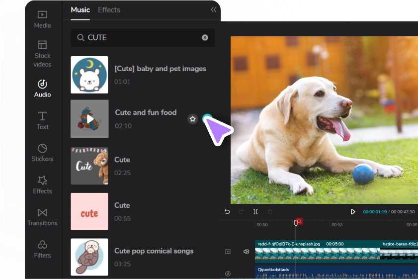 Add music and sound effects