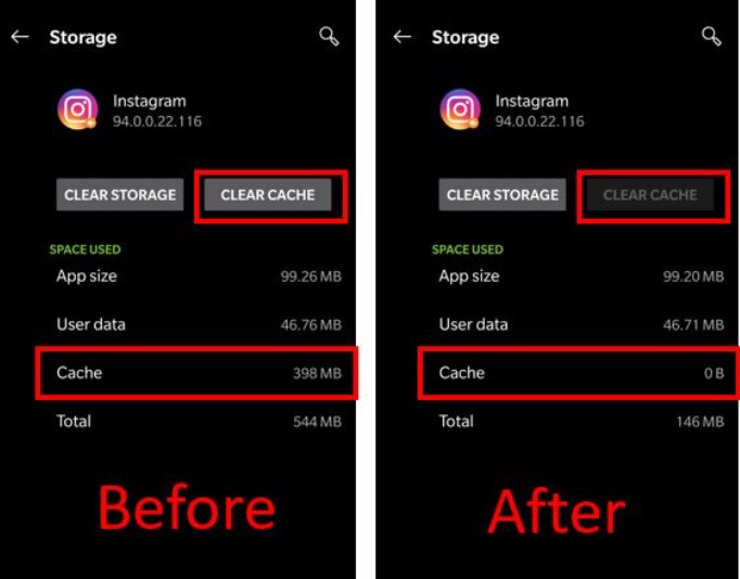 Clear app cache