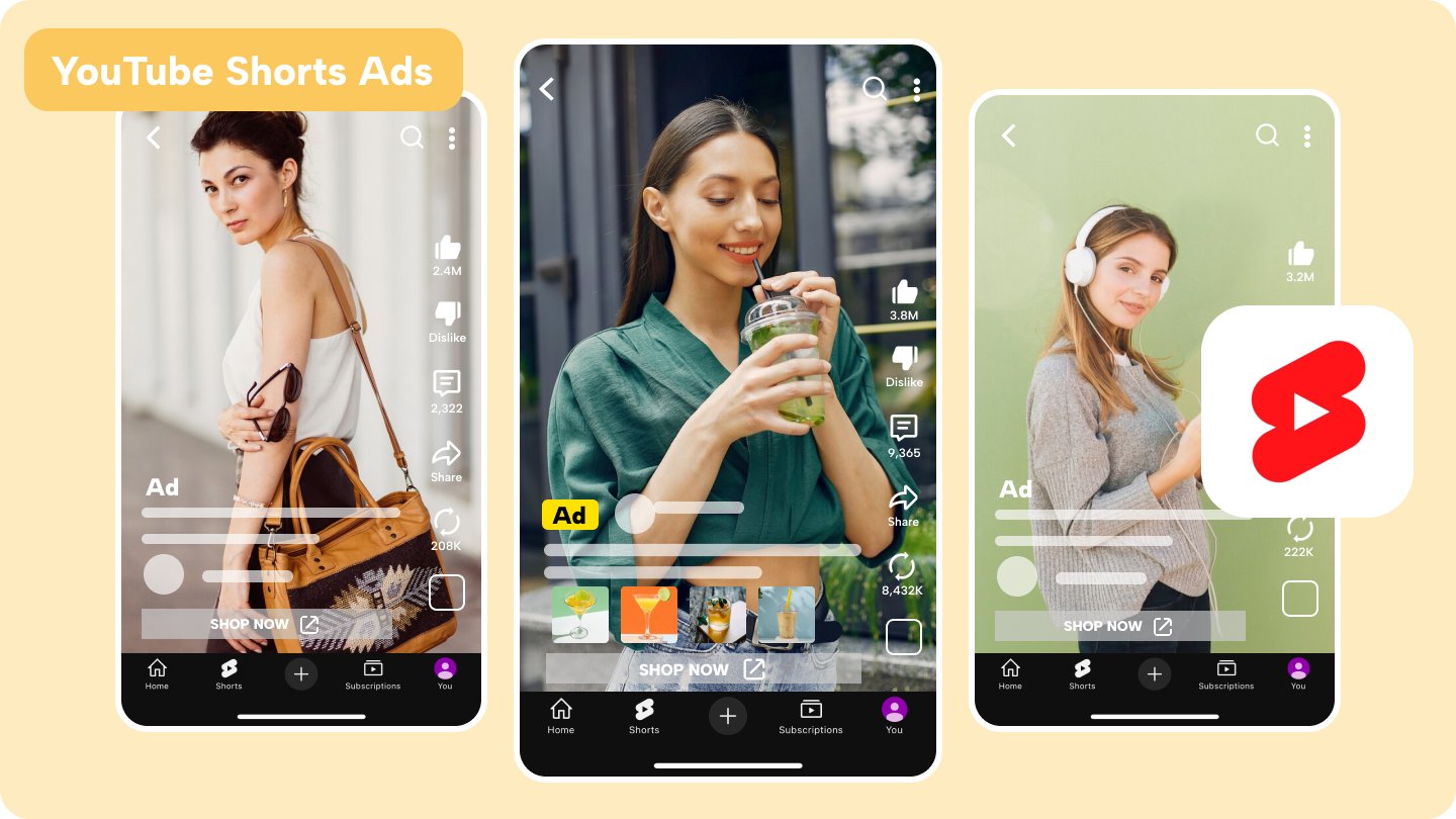 annunci di pantaloncini di YouTube