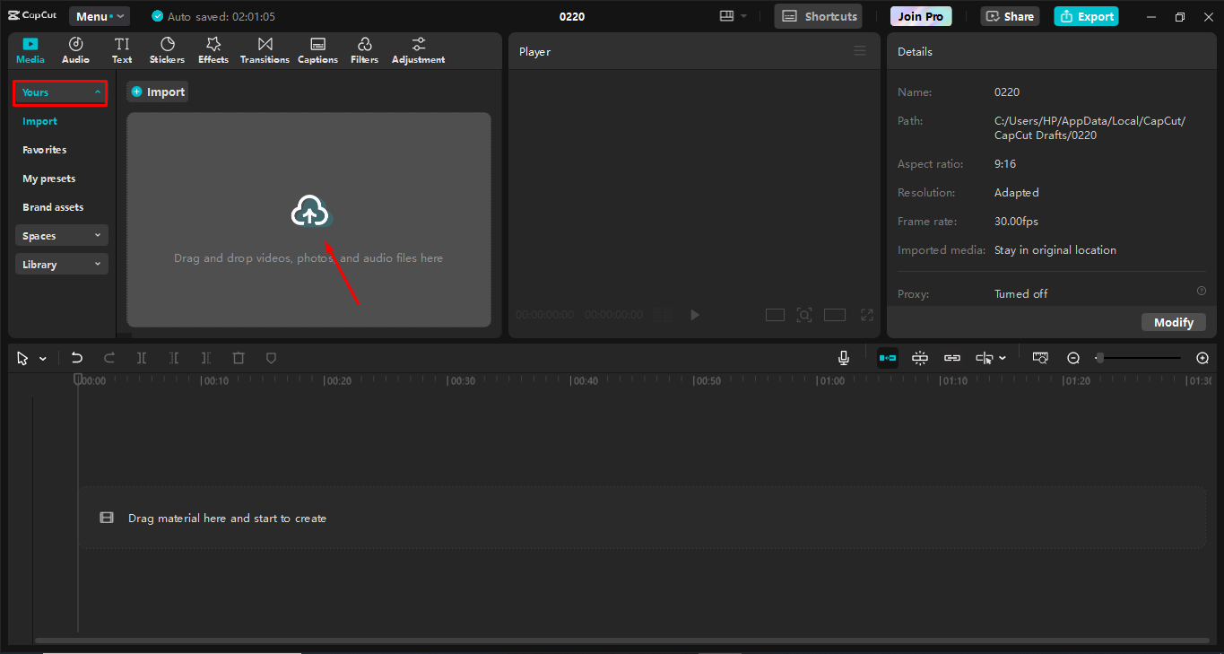 Video uploaden naar de CapCut desktop video-editor