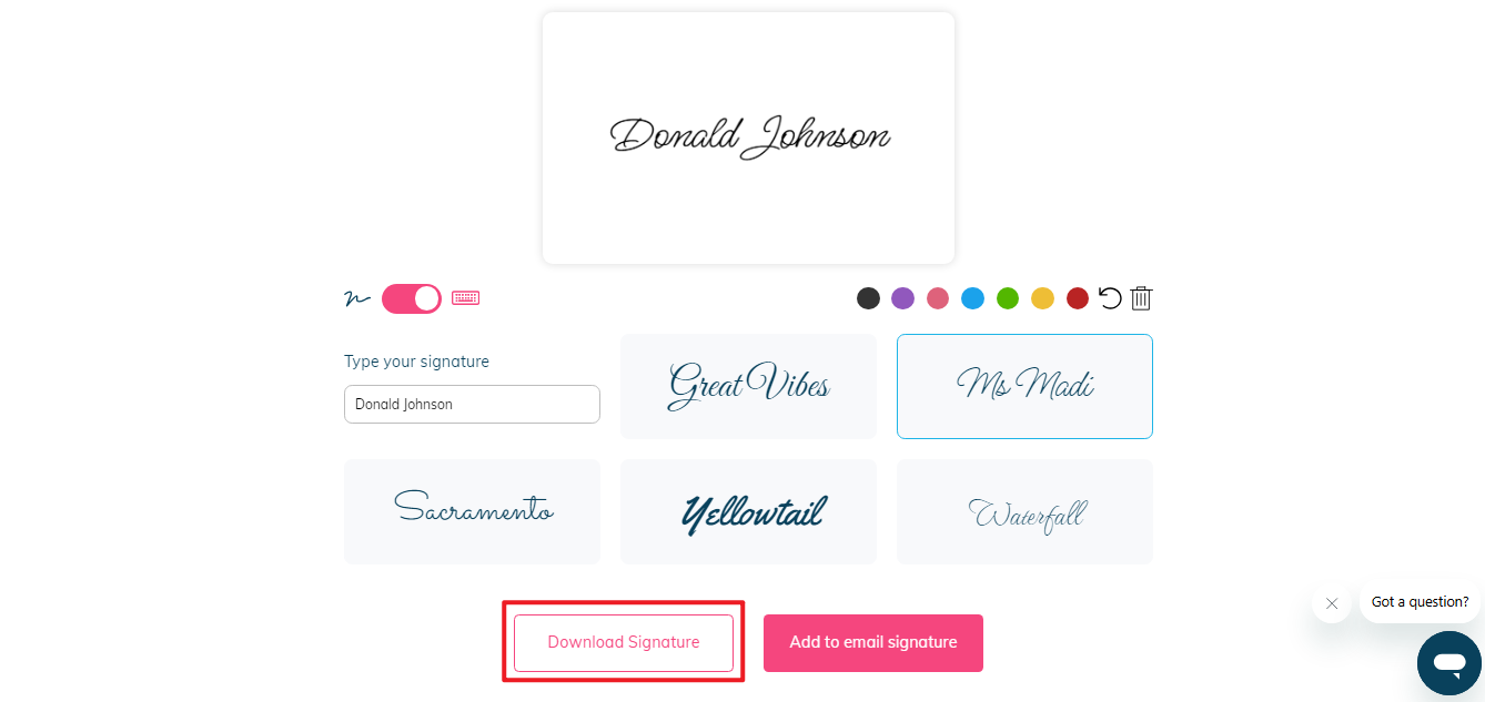 Create handwritten signature online