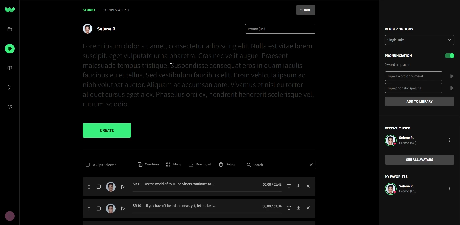 WellSaid's interface
