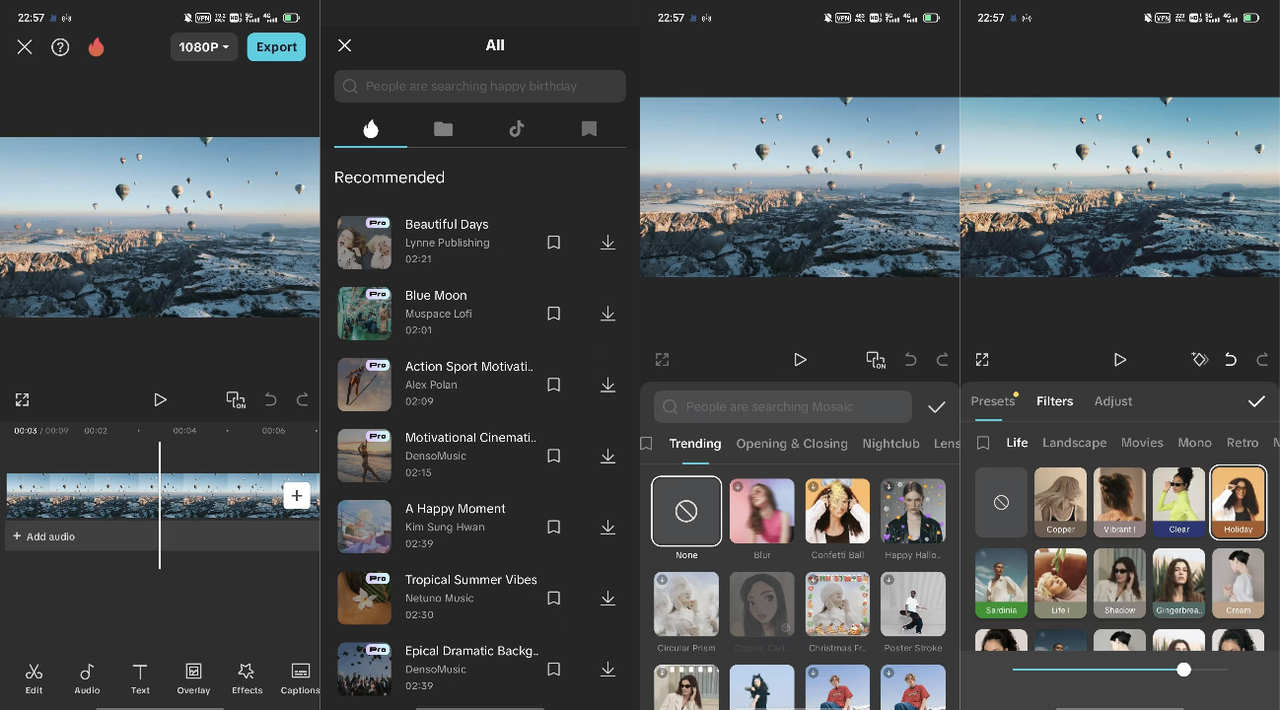 Features in official CapCut app