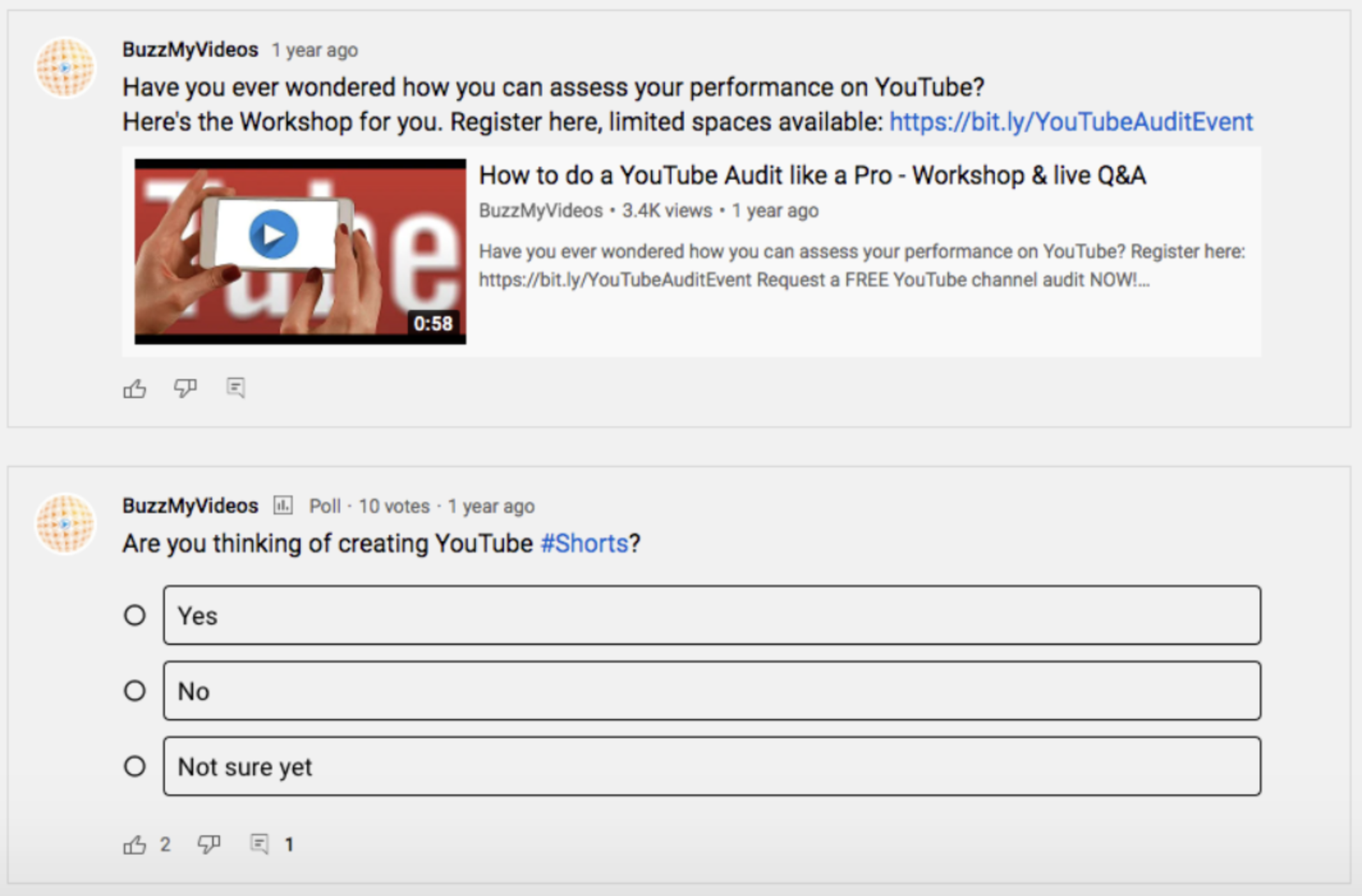 Types of links to YouTube videos-Community posts